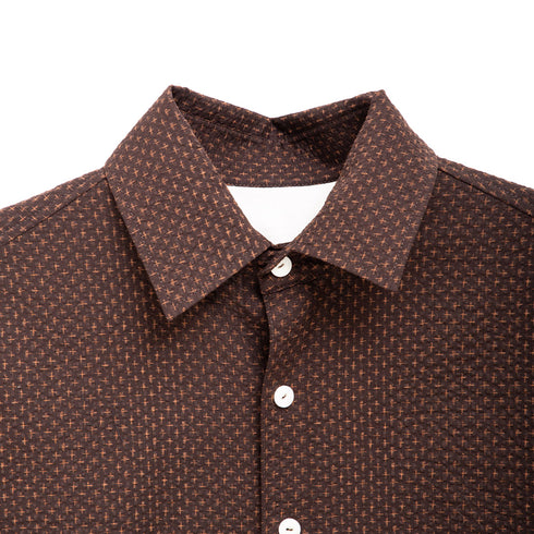 Merely Made Merely Sashiko Printed Oversized Short Sleeve Shirts Hickory Brown 24244SH Degli Uberti